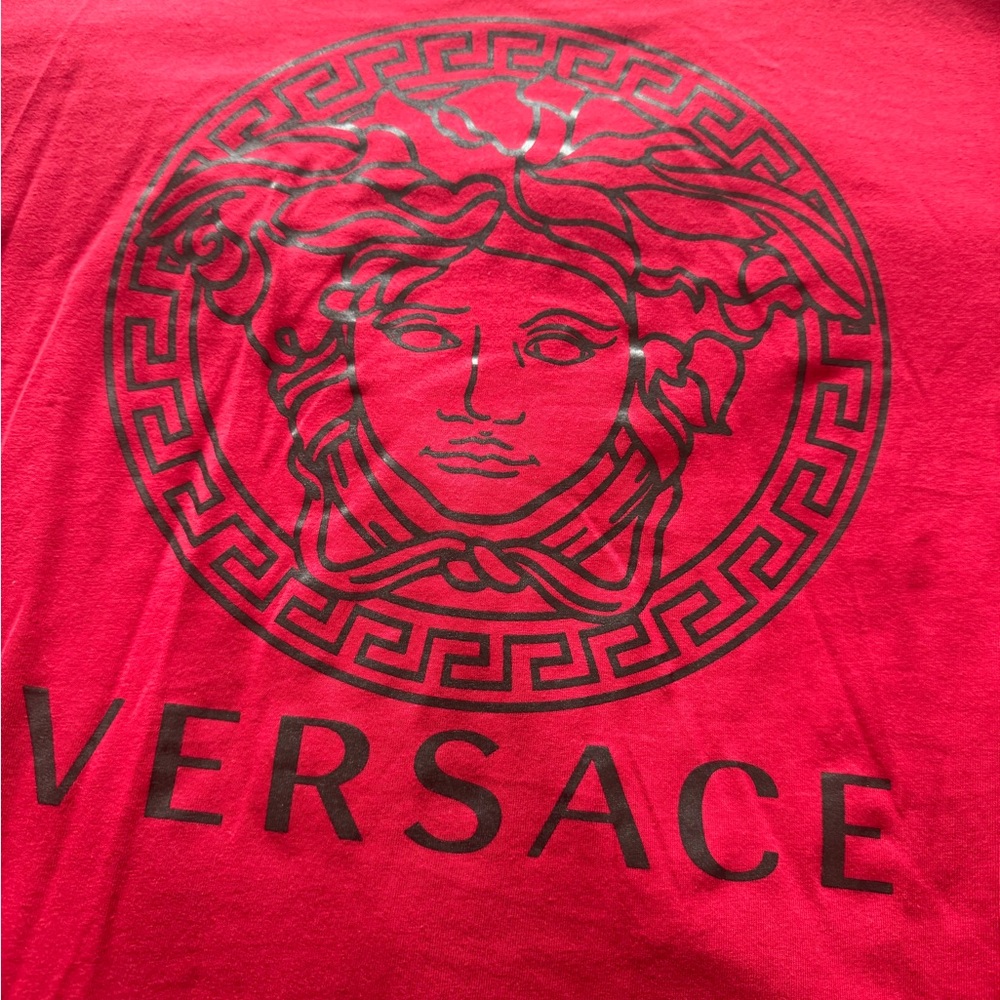 Versace Vibrant Red Tee with Black Medusa Design